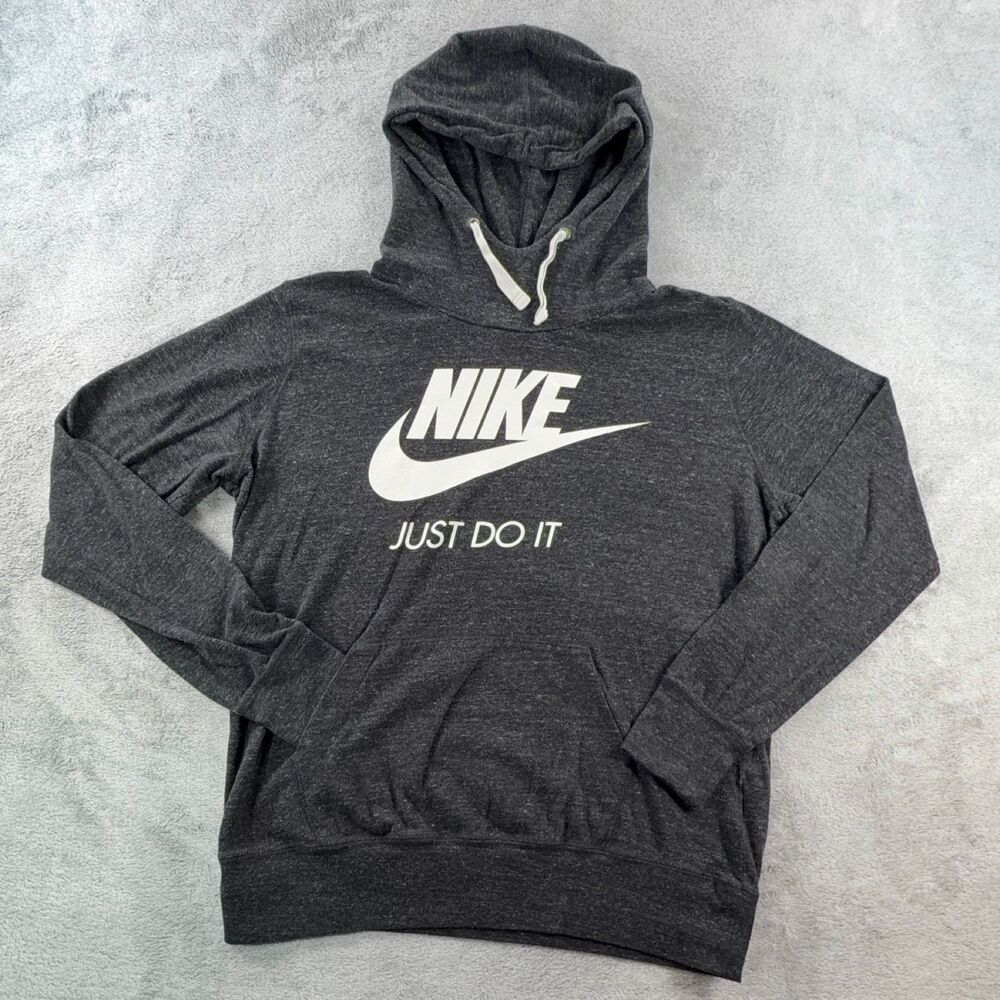 Nike Sportswear Just Do It Hoodie Women XL Dark Grey Heather Pullover 914414-010